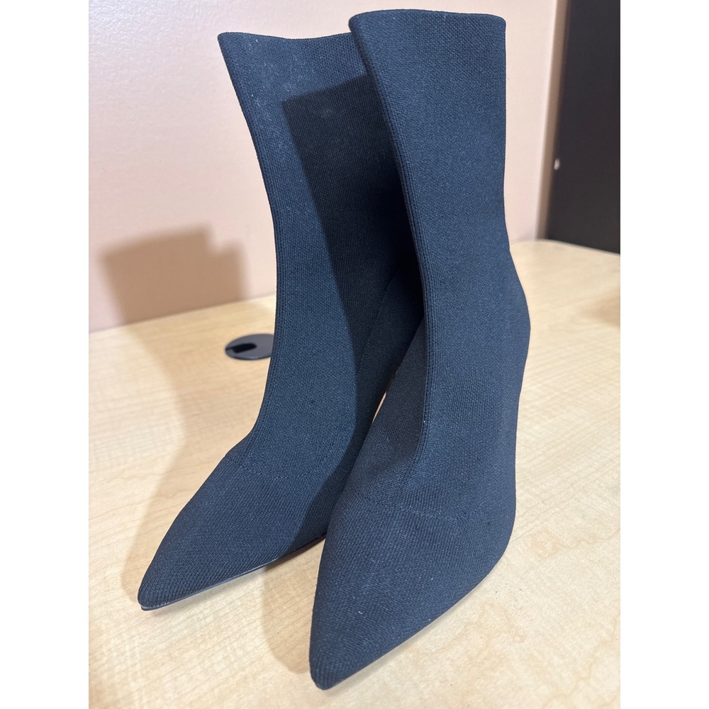 Express Womens Black Knit Sock Boots Pointed Toe Stiletto Heel Ankle Booties